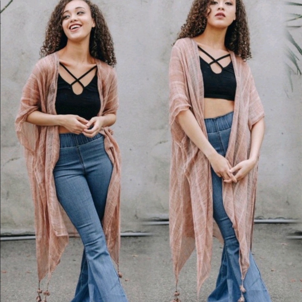 LAST 1 New Bohemian Striped Kimono Cardigan Beach Wrap - Picture 2 of 7